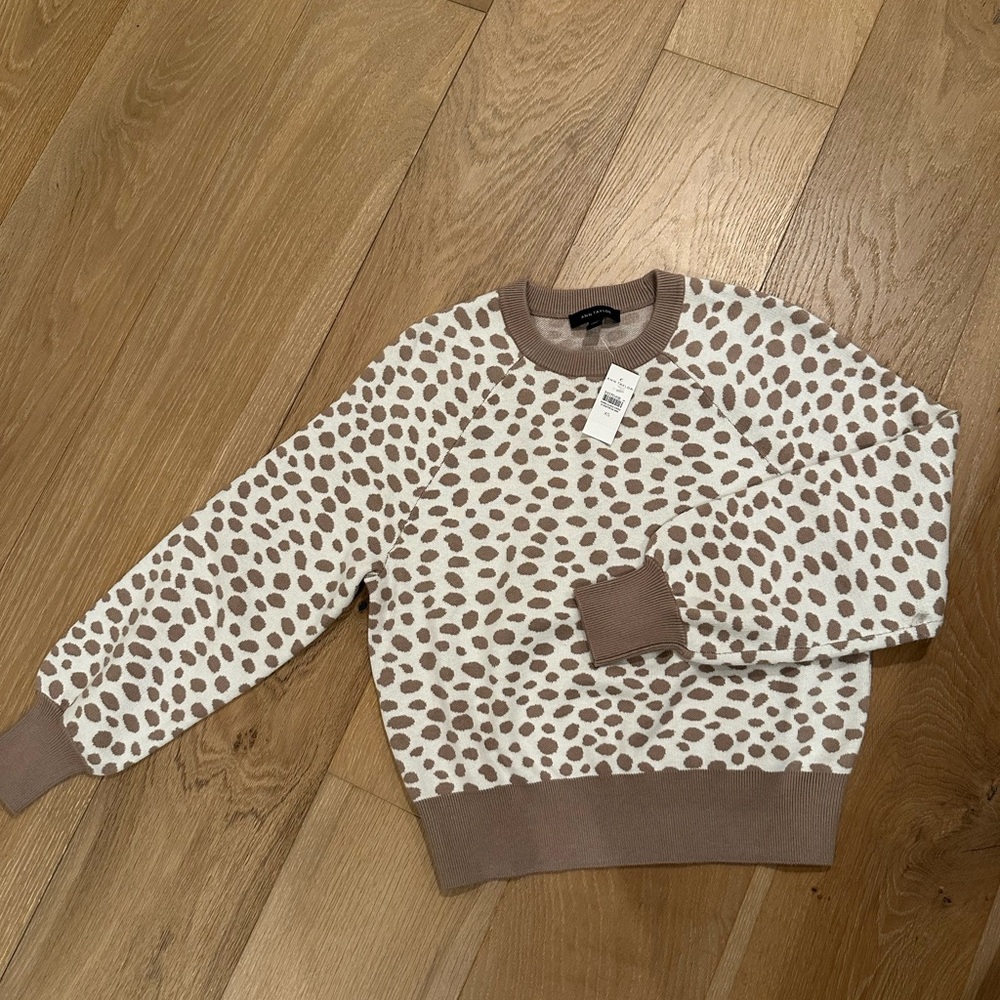 Ann Taylor Taupe and Cream Animal Print Sweater